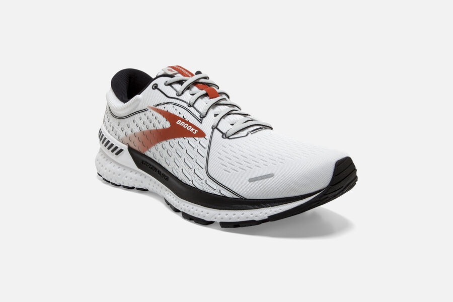 Brooks Adrenaline Gts 21 Road Löparskor Herr - Vita/Svarta/Orange - 8051-JSBZM